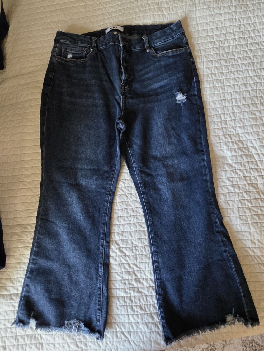 Dark Indigo High-Rise Skinny Jeans with Frayed Hem - Women